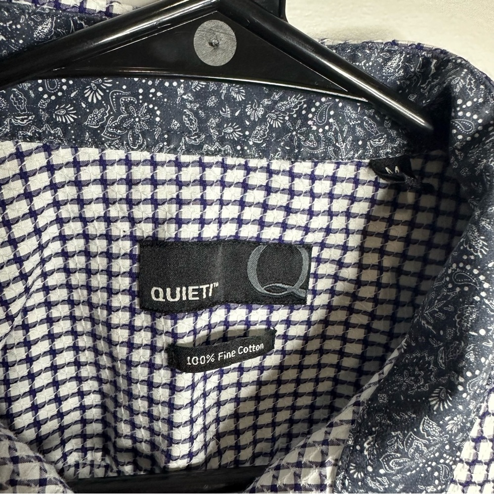 Men’s Quieti Size Medium Long Sleeve Geometric‎ Paisley Flip Cuff Button Shirt - Picture 4 of 5